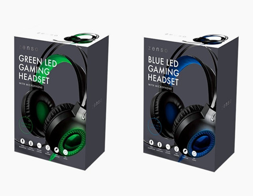 Led gaming headset - headset, blue/green
